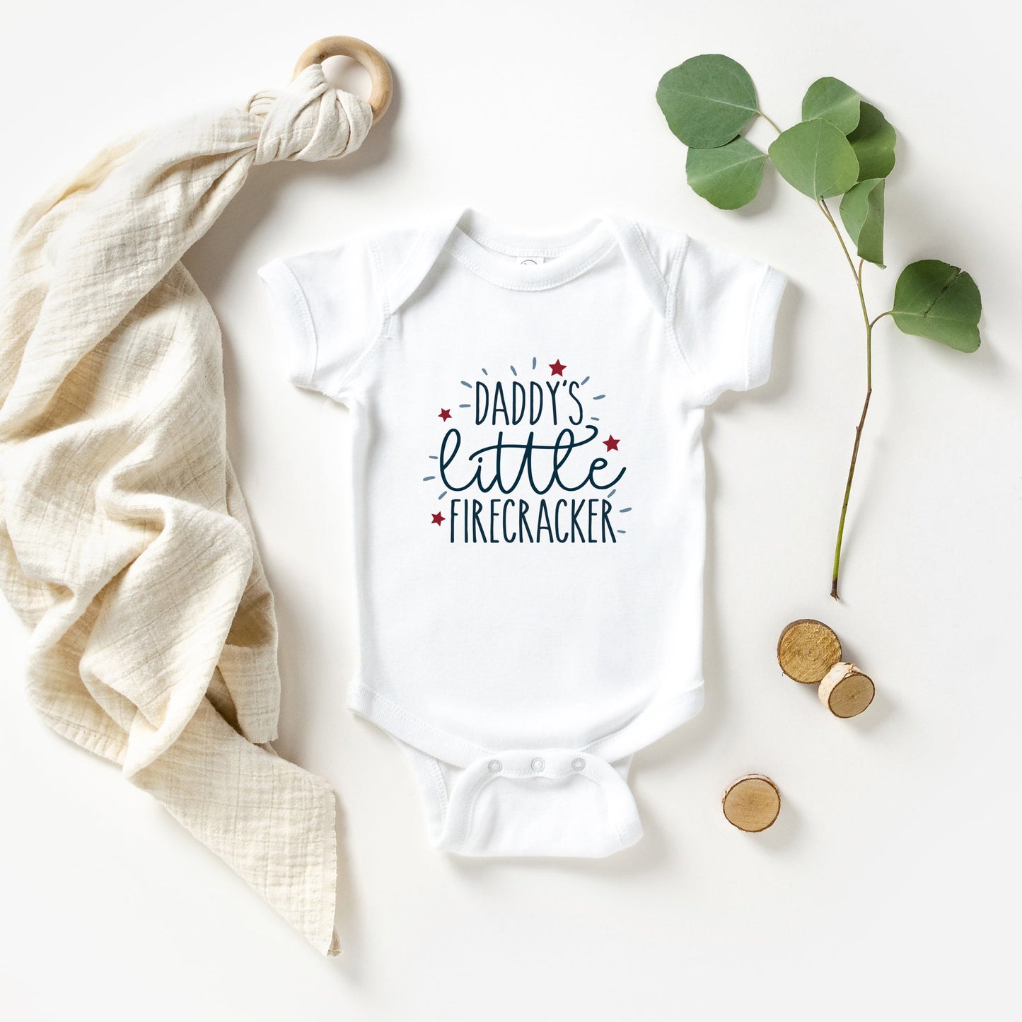 Daddy's Little Firecracker | Baby Graphic Short Sleeve Bodysuit