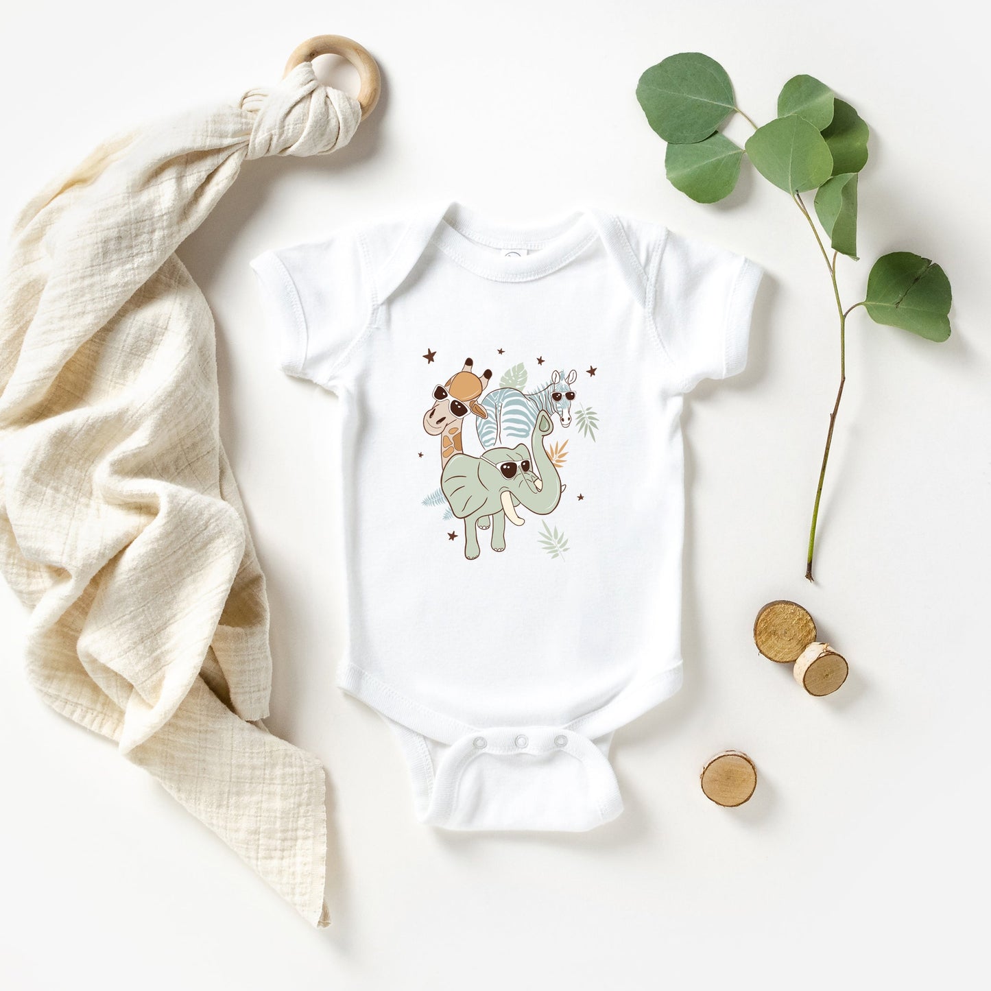 Wild One Animals | Baby Graphic Short Sleeve Bodysuit