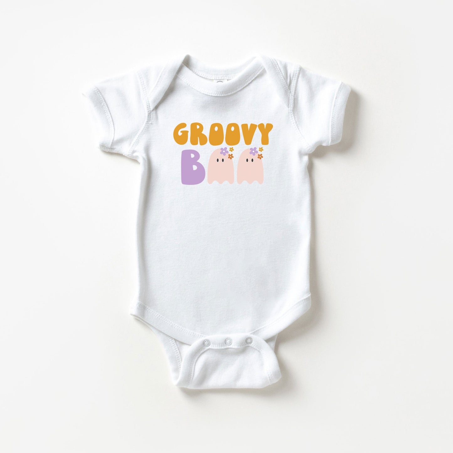 Groovy Boo Ghost | Baby Graphic Short Sleeve Bodysuit