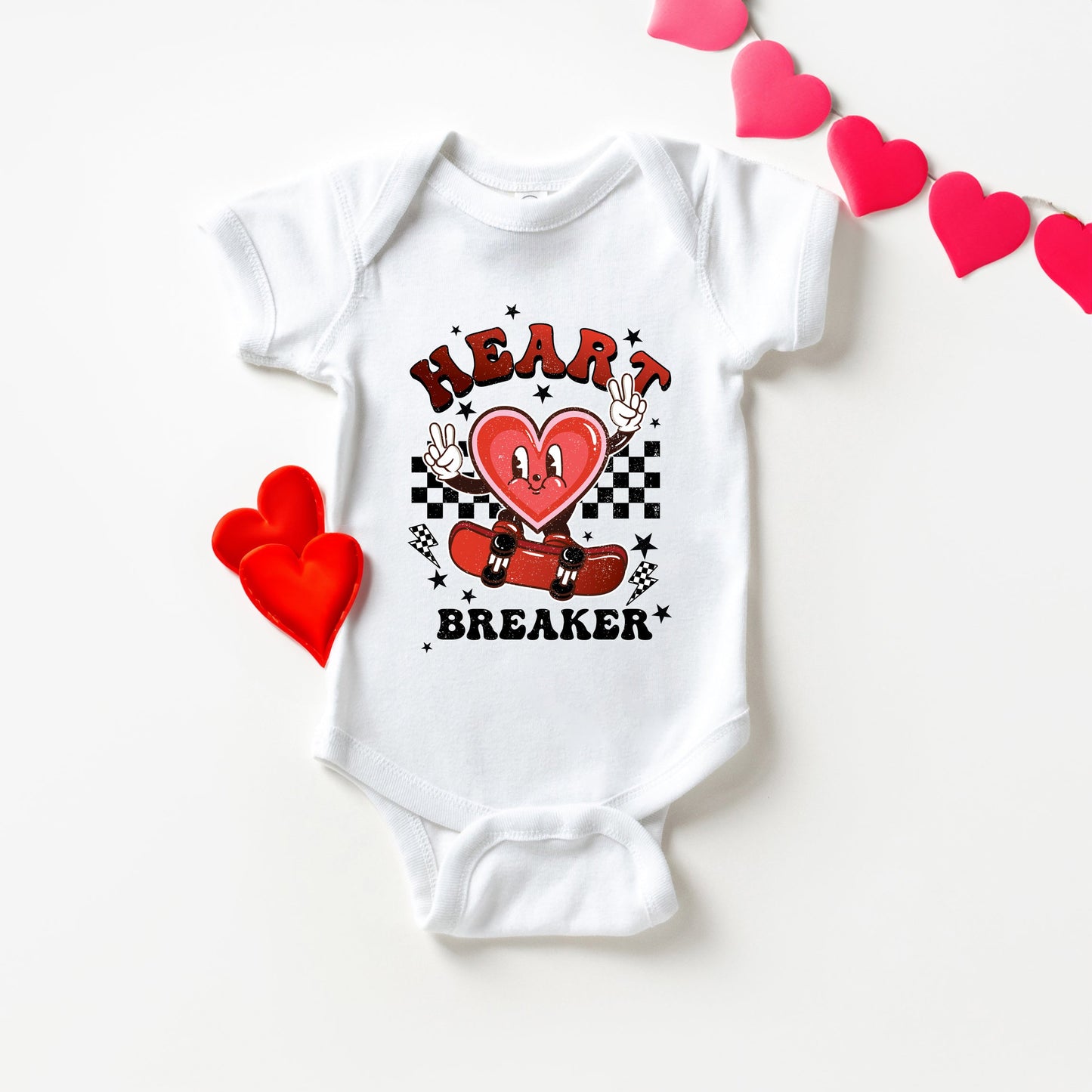 Heart Breaker Skater | Baby Graphic Short Sleeve Bodysuit