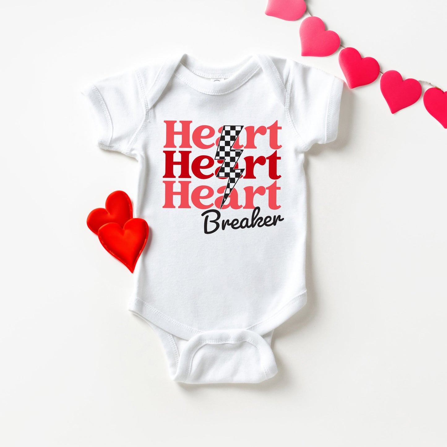 Heart Breaker Checkered Bolt | Baby Graphic Short Sleeve Bodysuit