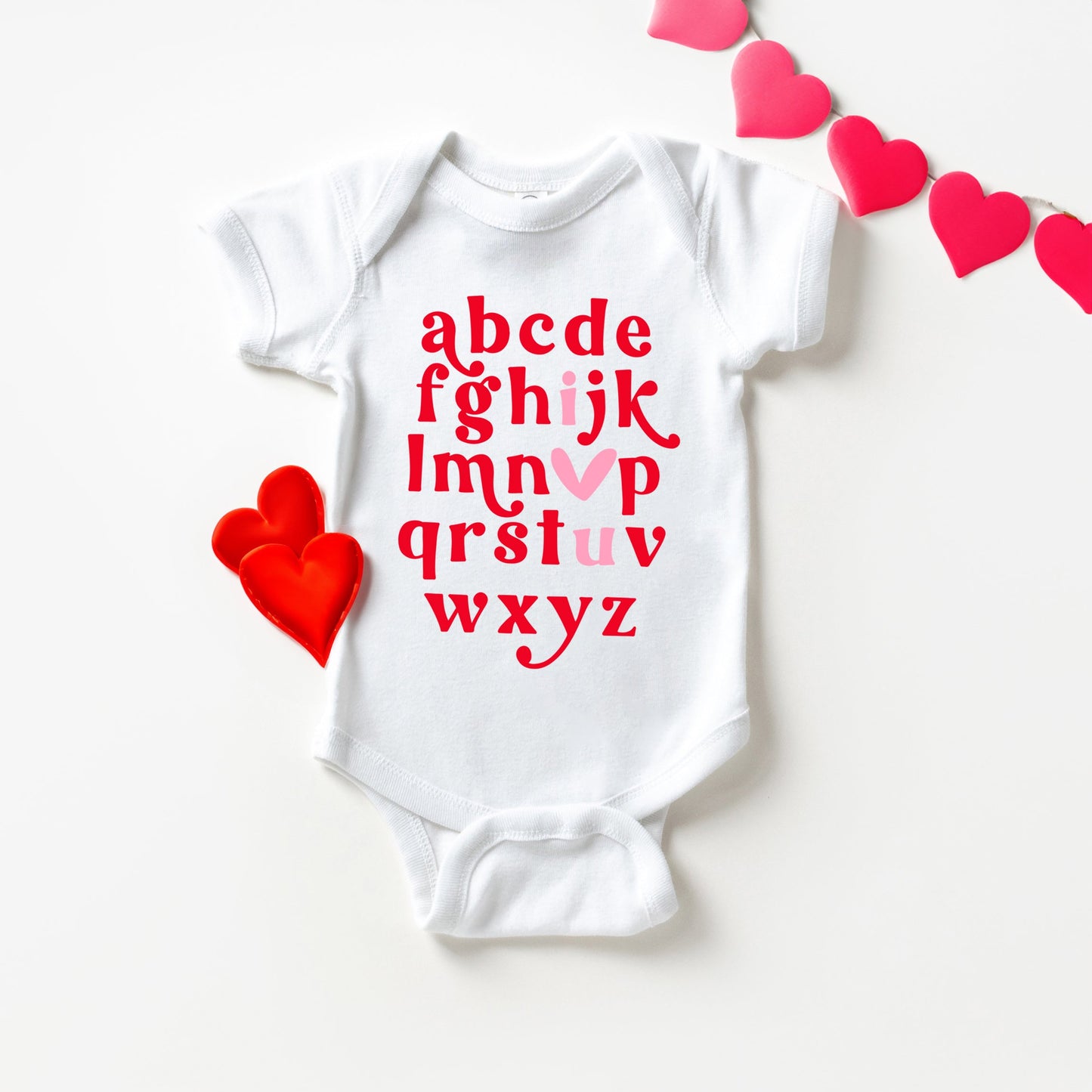 Vday Alphabet | Baby Graphic Short Sleeve Bodysuit