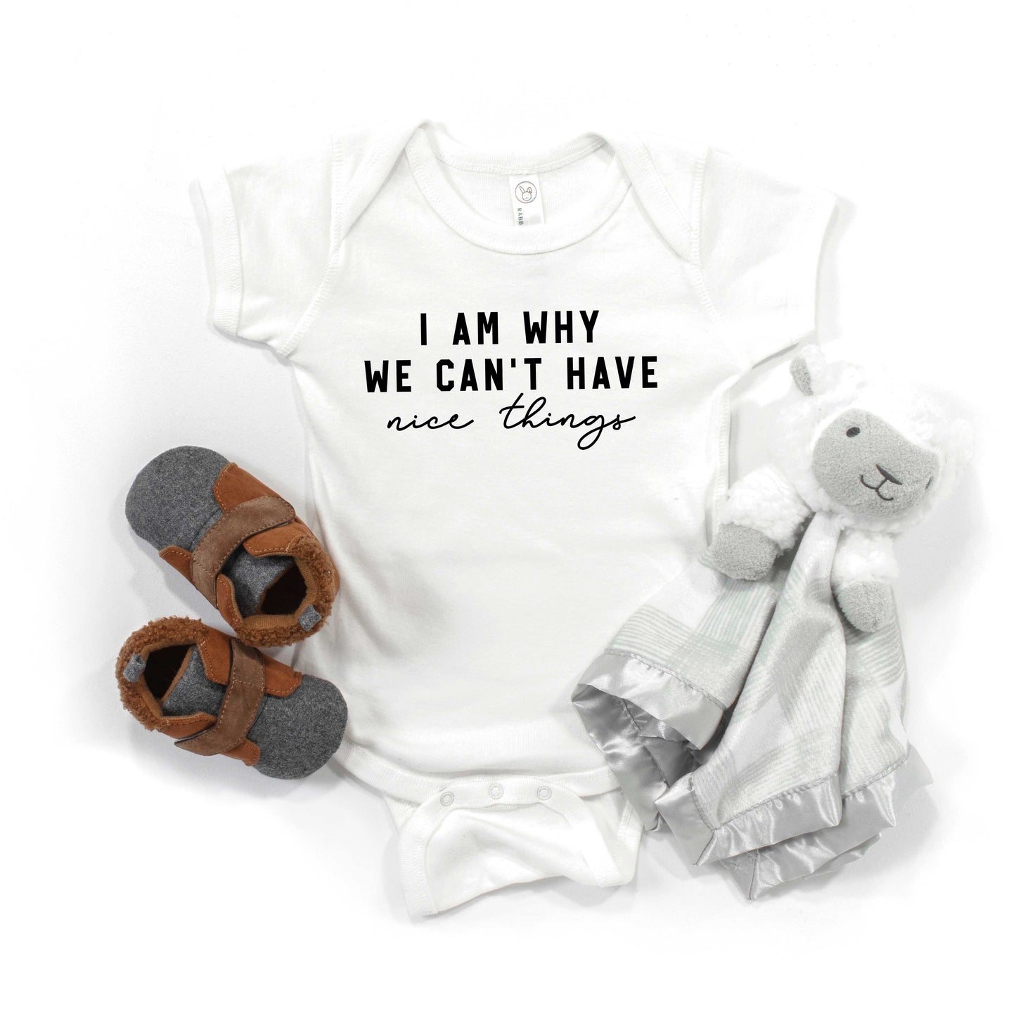 Can't Have Nice Things Cursive | Baby Graphic Short Sleeve Bodysuit
