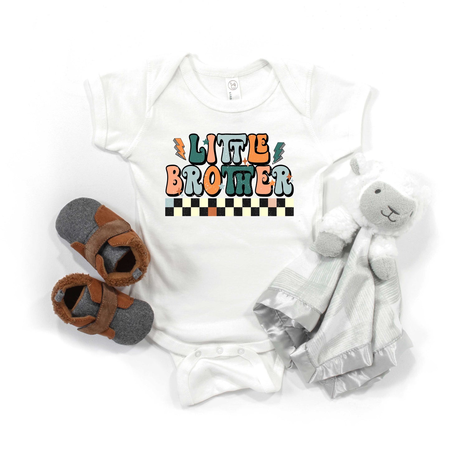 Little Brother Checkered | Baby Graphic Short Sleeve Bodysuit