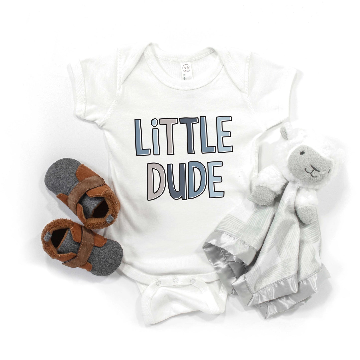 Little Dude Blue | Baby Graphic Short Sleeve Bodysuit