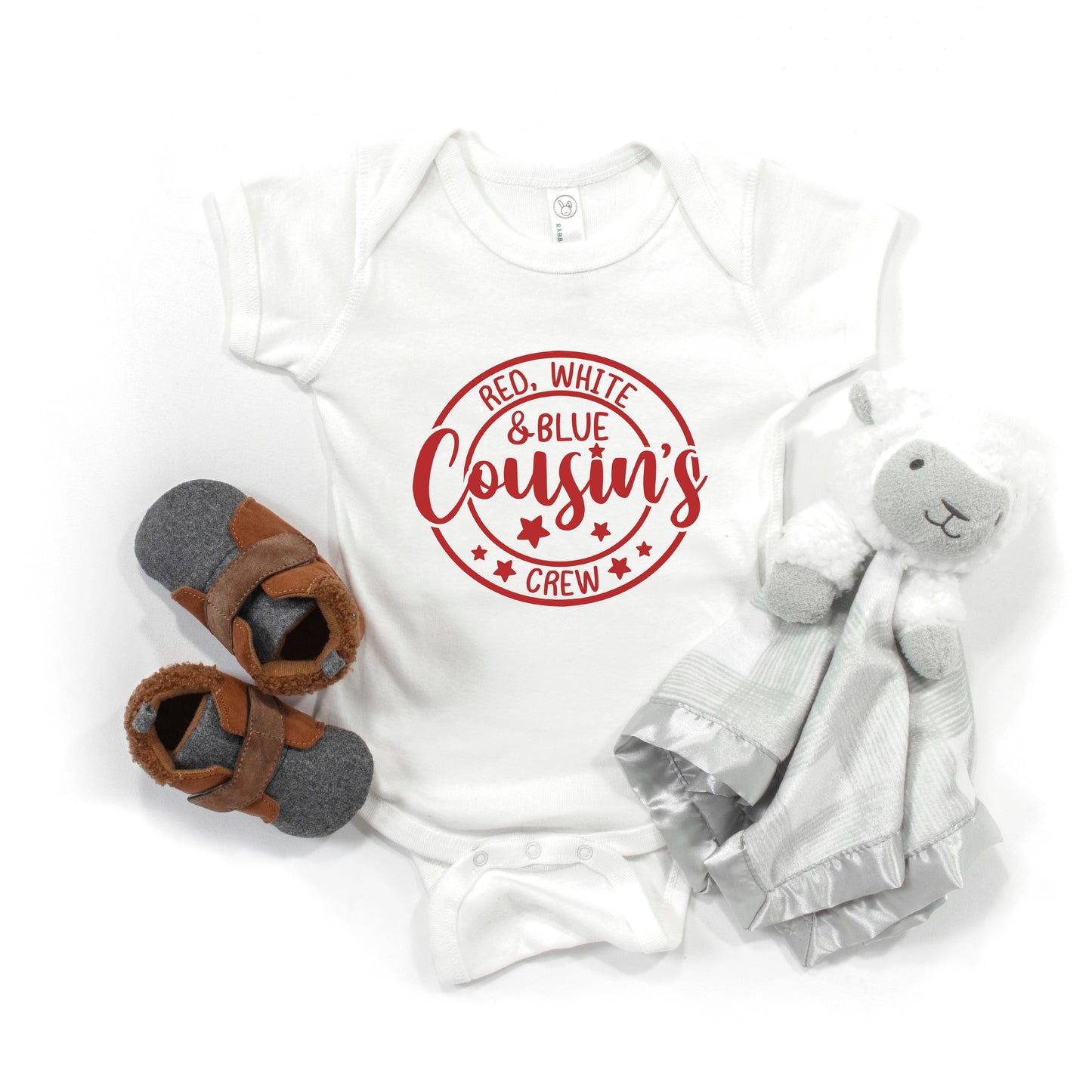 Red White And Blue Cousin's Crew | Baby Graphic Short Sleeve Bodysuit