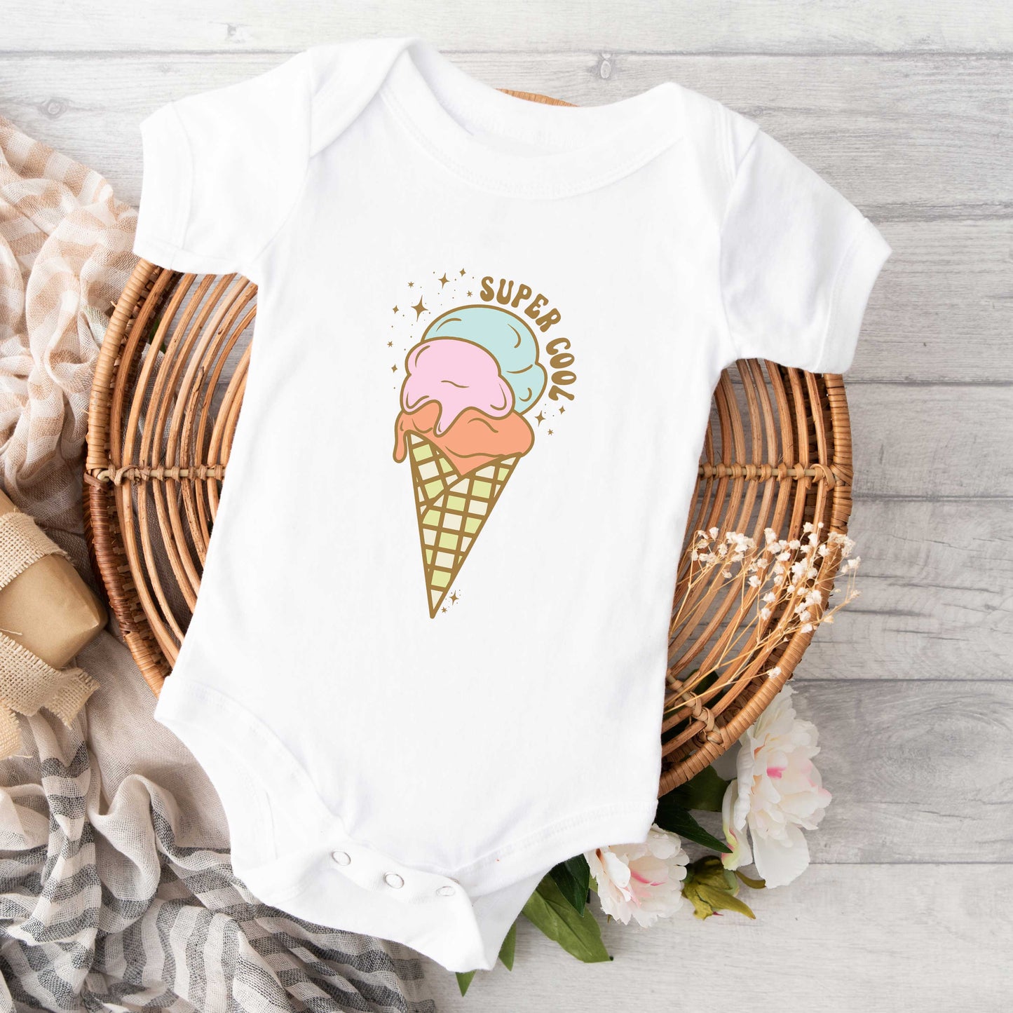 Super Cool Ice Cream | Baby Graphic Short Sleeve Bodysuit