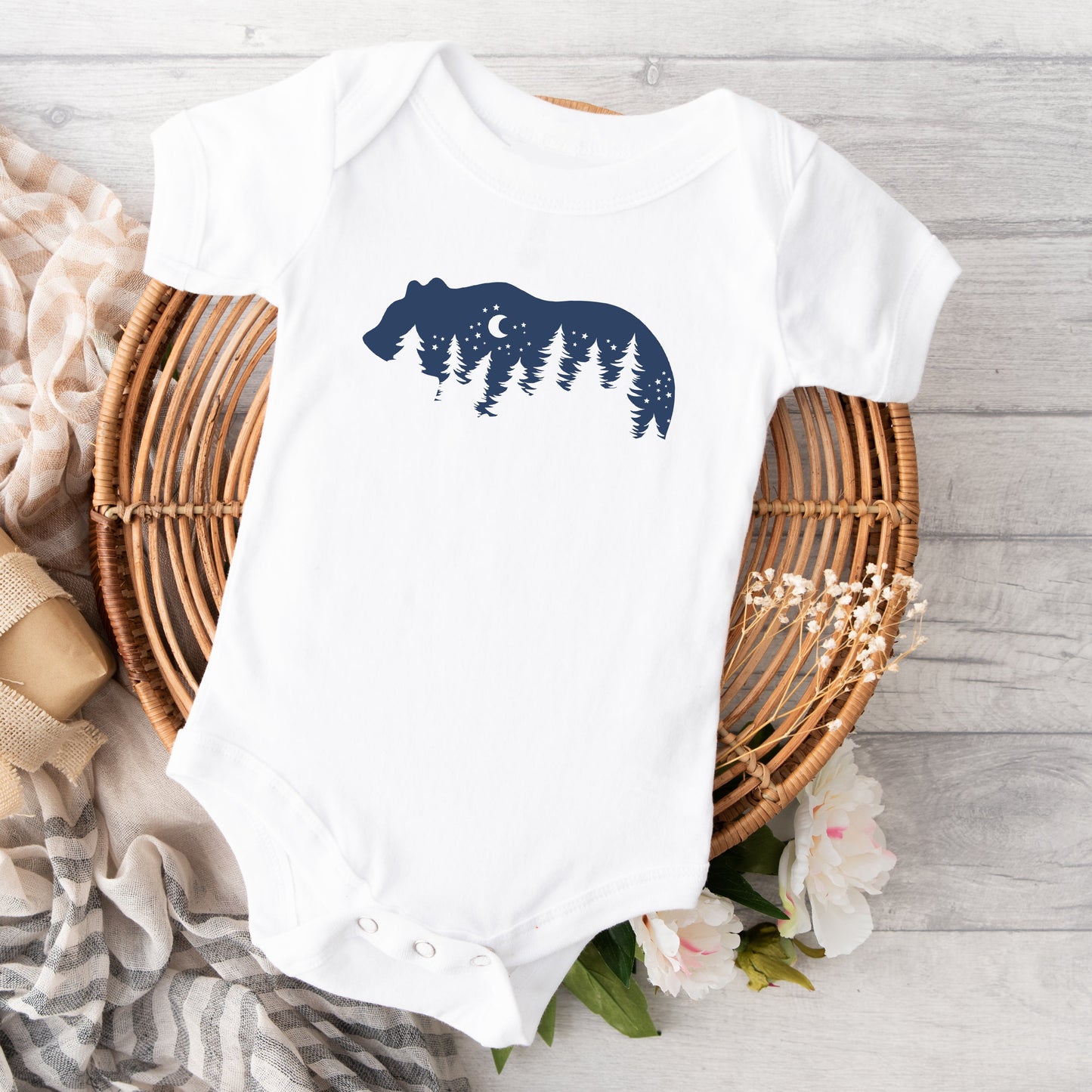 Bear Trees | Baby Graphic Short Sleeve Bodysuit