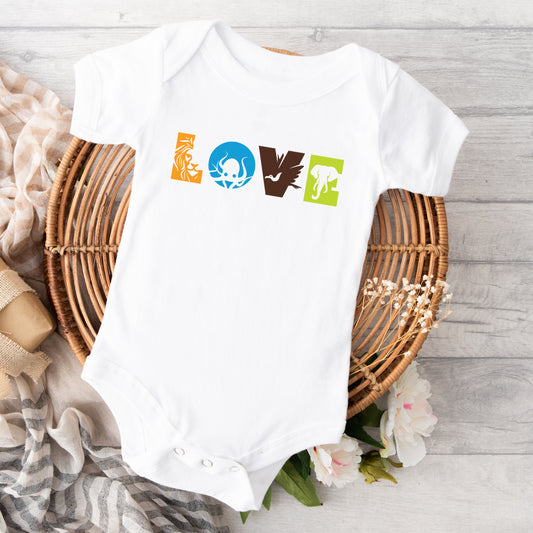 Love With Animal Letters | Baby Graphic Short Sleeve Bodysuit
