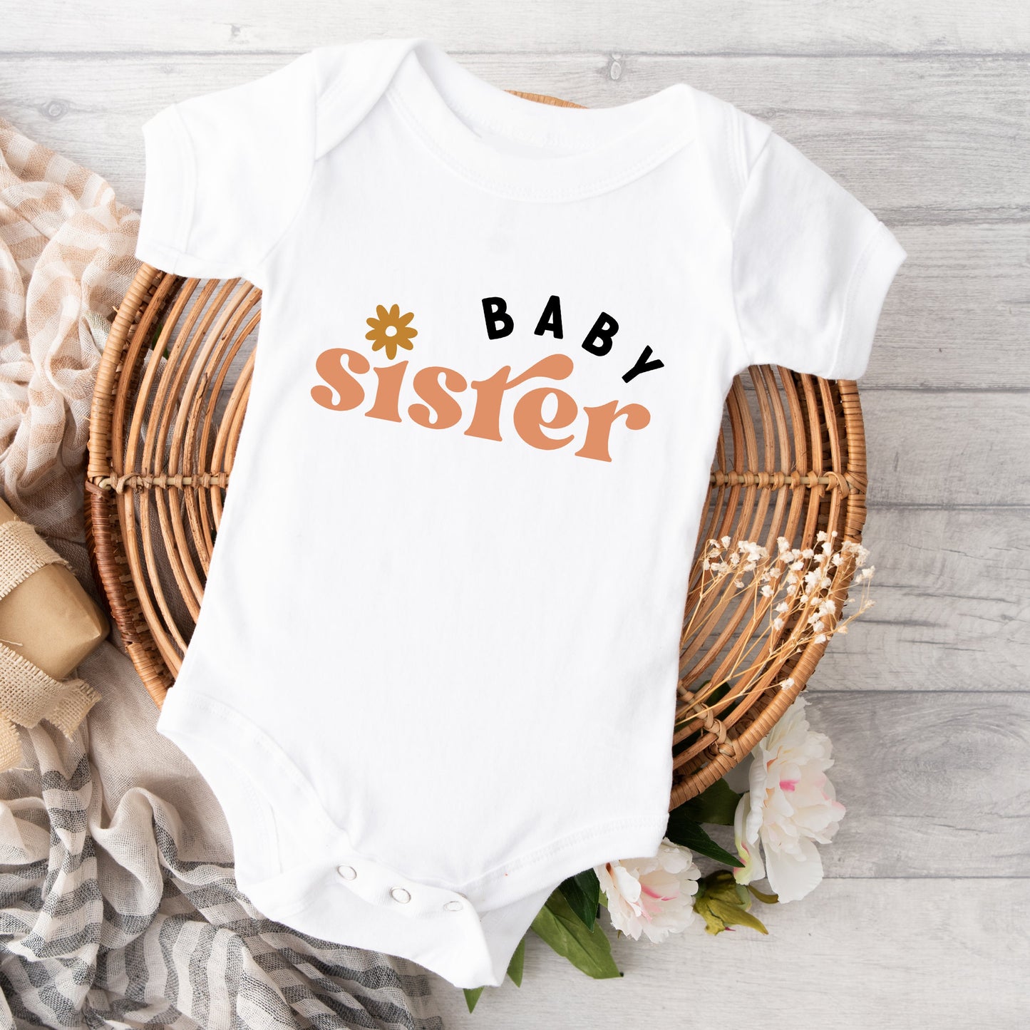 Boho Baby Sister | Baby Graphic Short Sleeve Bodysuit
