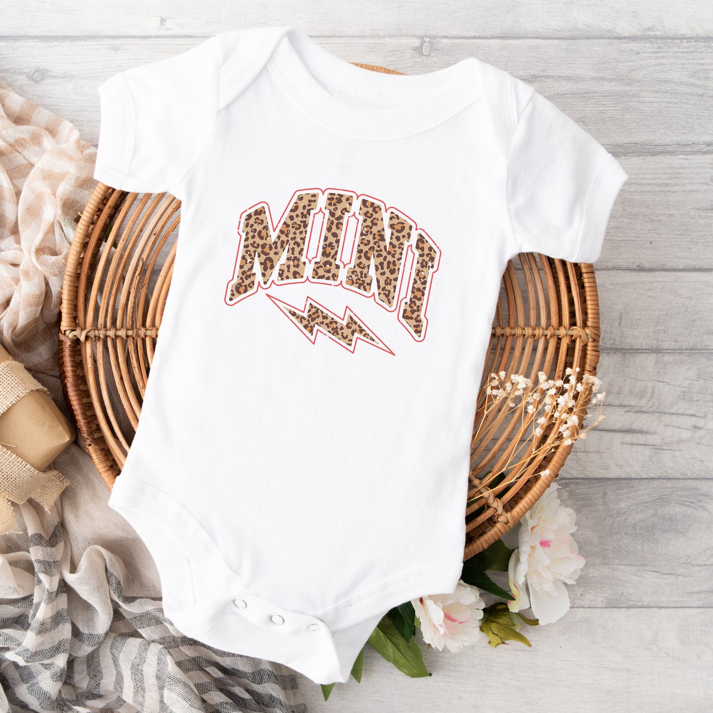 Mini Leopard Lightning Bolt | Baby Graphic Short Sleeve Bodysuit