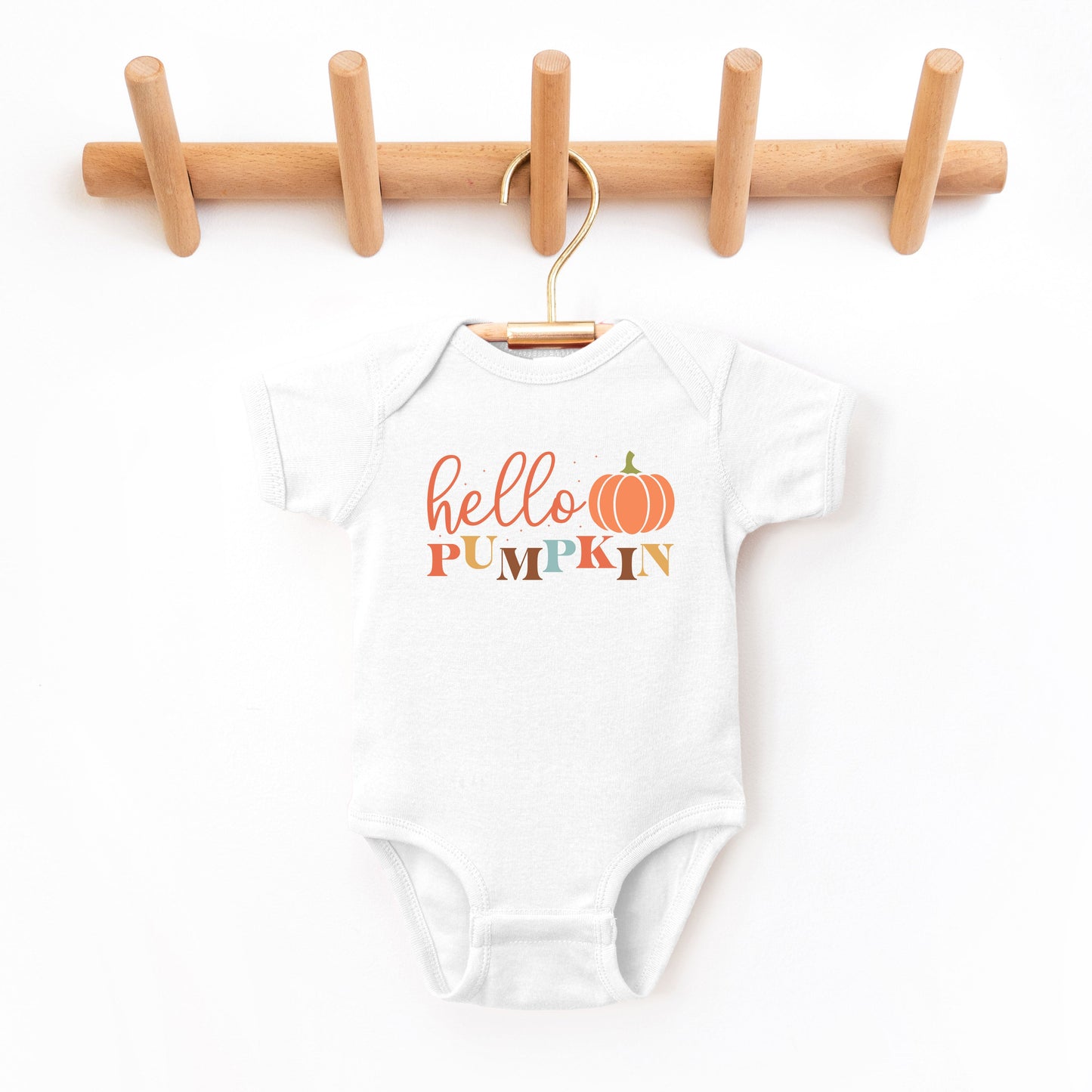 Cursive Hello Pumpkin | Baby Graphic Short Sleeve Bodysuit