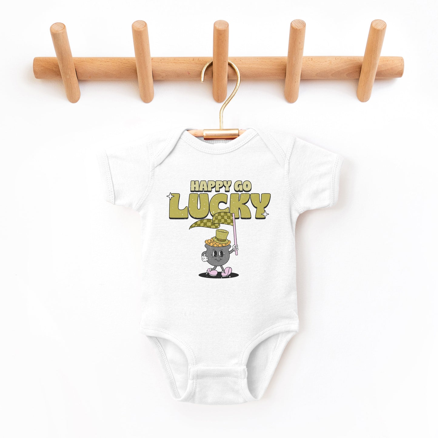 Happy Go Lucky Pot Of Gold | Baby Graphic Short Sleeve Bodysuit
