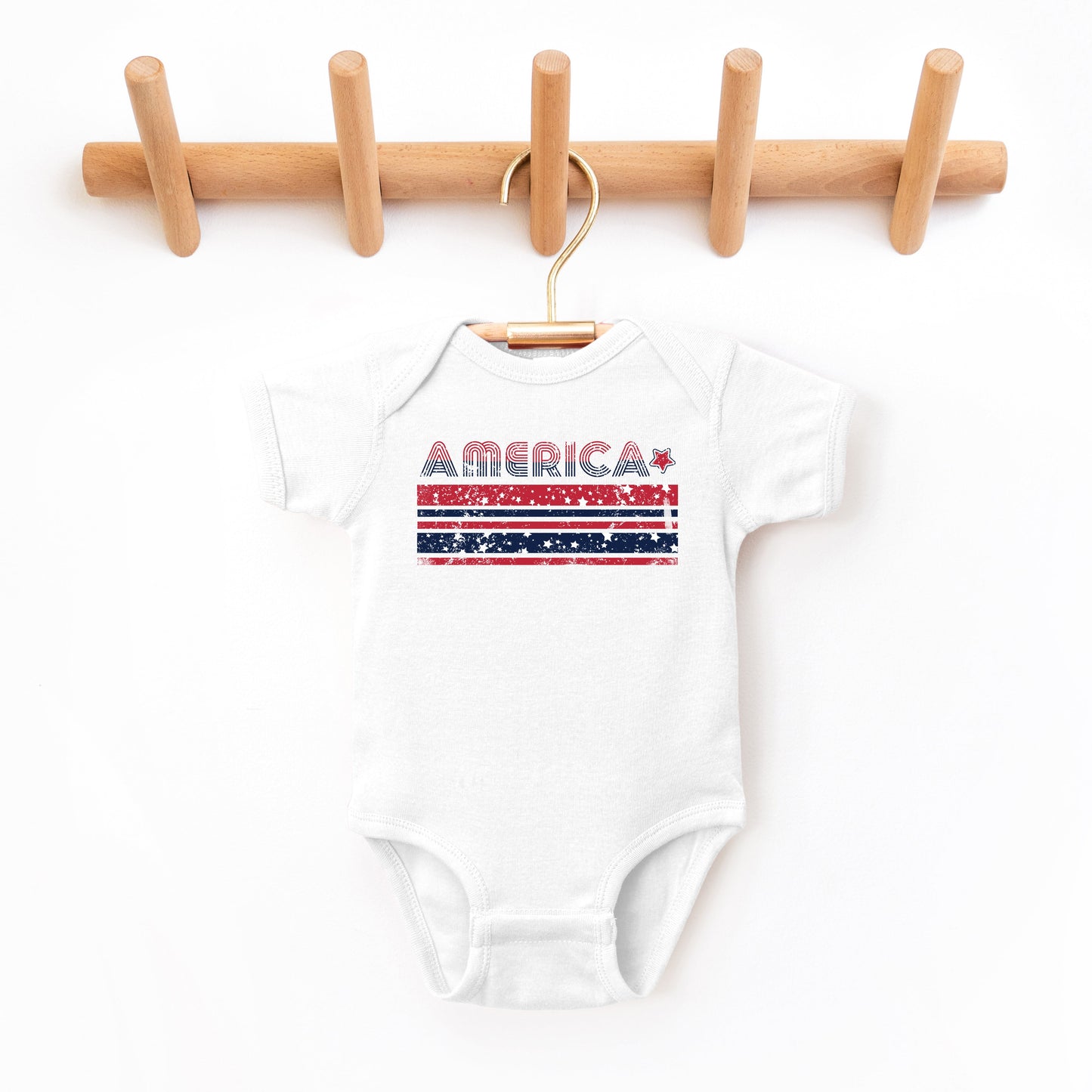 America With Stars And Stripes | Baby Graphic Short Sleeve Bodysuit