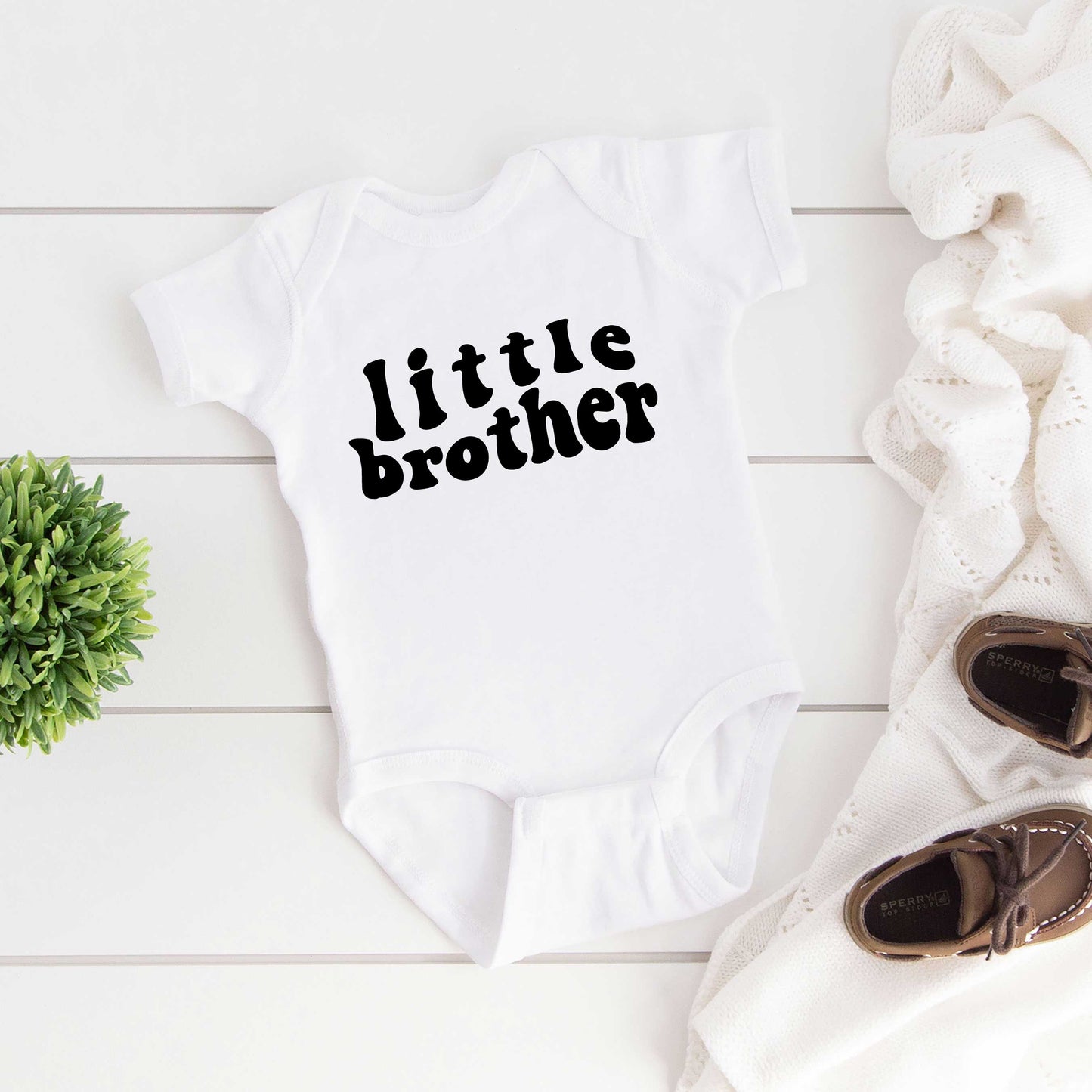 Little Brother Wavy | Baby Graphic Short Sleeve Bodysuit