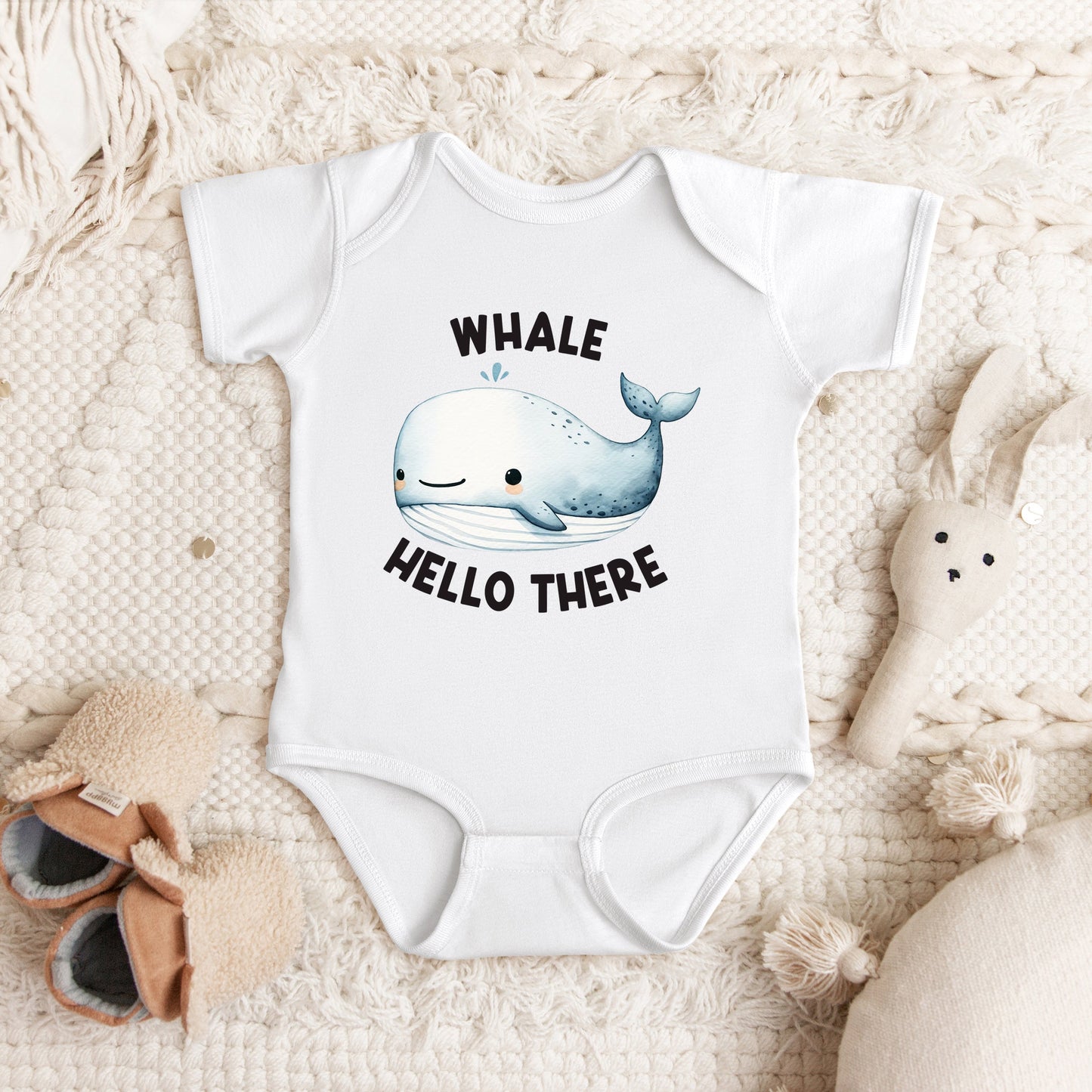 Whale Hello There | Baby Graphic Short Sleeve Bodysuit
