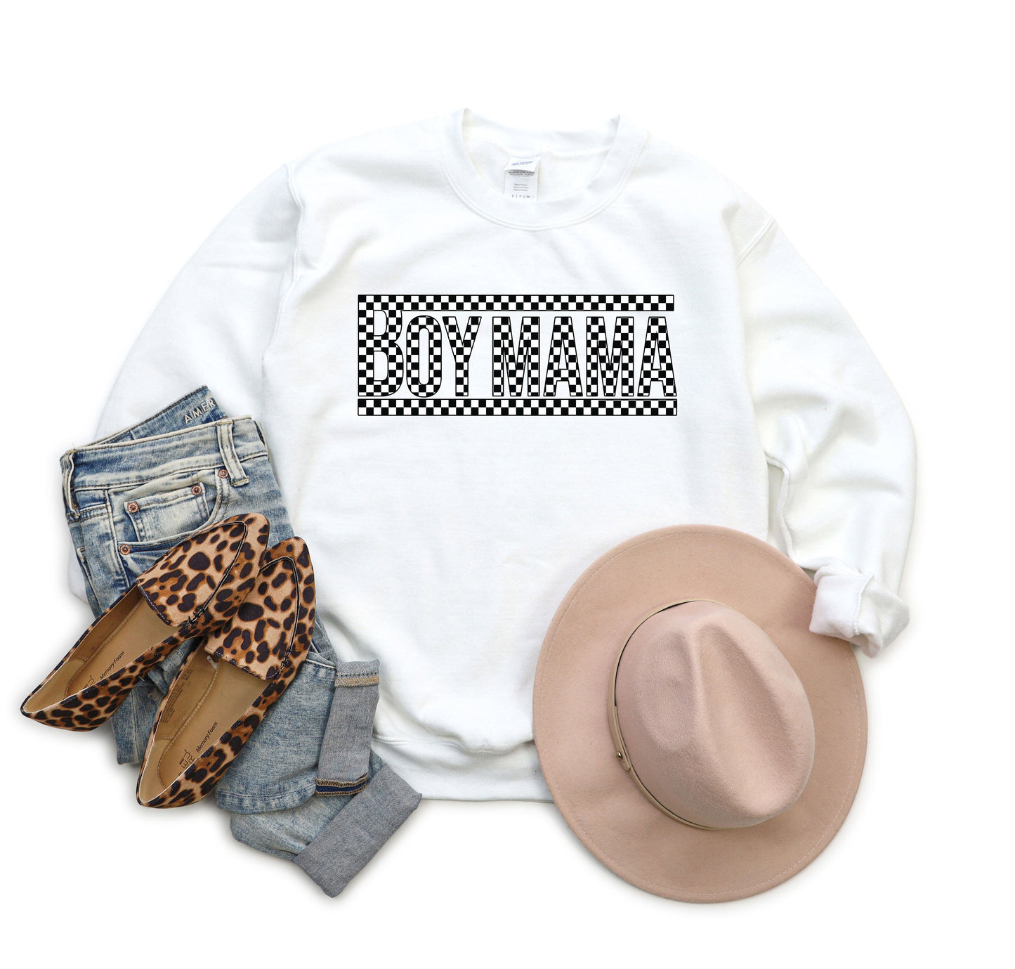 Boy Mama Checkered Box | Sweatshirt
