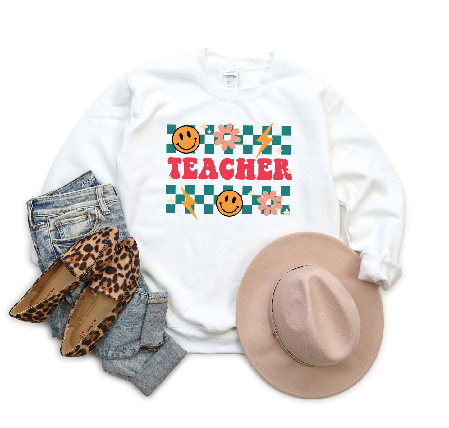 Retro Teacher Checkered | Sweatshirt