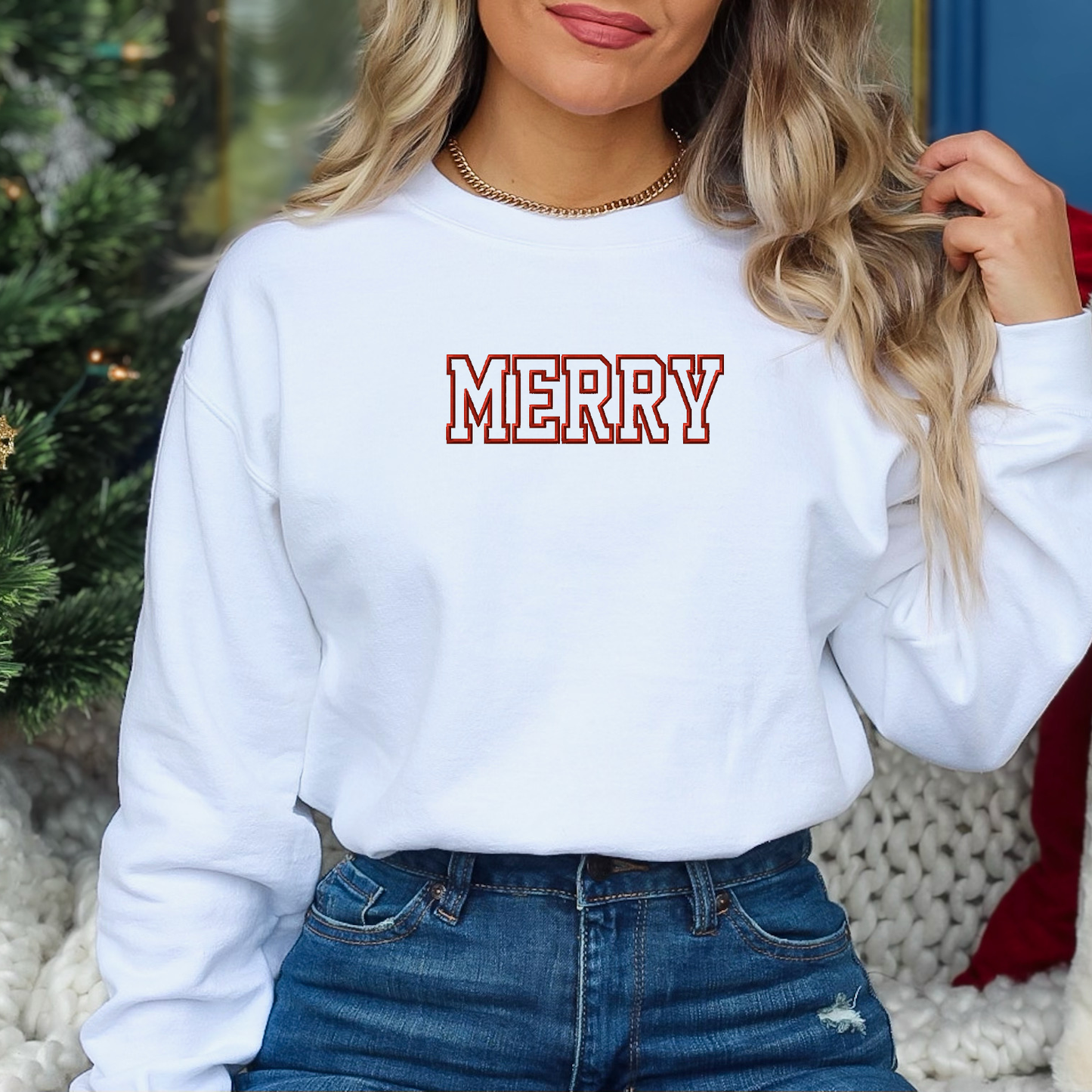 Embroidered Merry | Sweatshirt