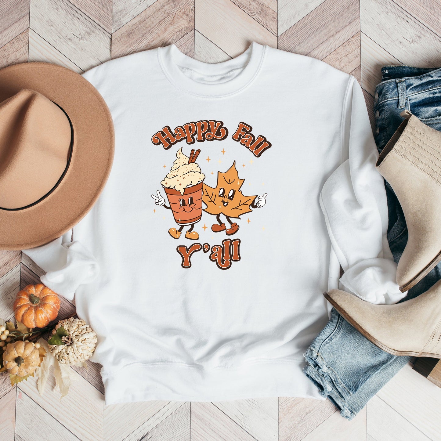 Retro Happy Fall Ya'll Leaf | Sweatshirt