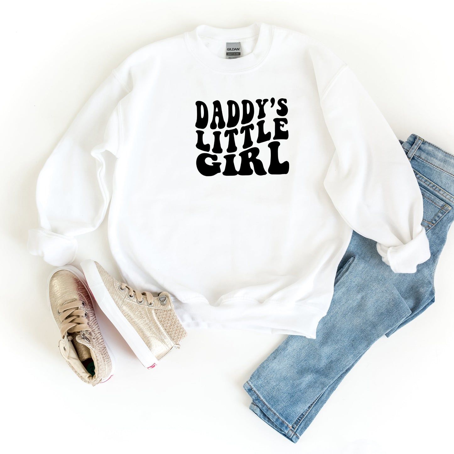 Daddy's Little Girl Wavy | Youth Sweatshirt