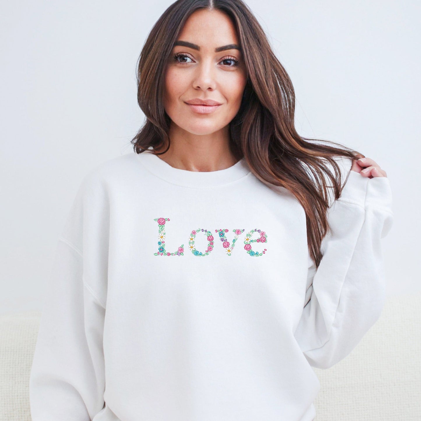Embroidered Love Floral | Sweatshirt