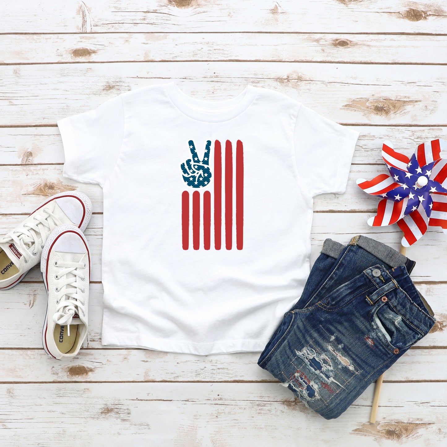 Flag Peace Sign | Youth Short Sleeve Crew Neck