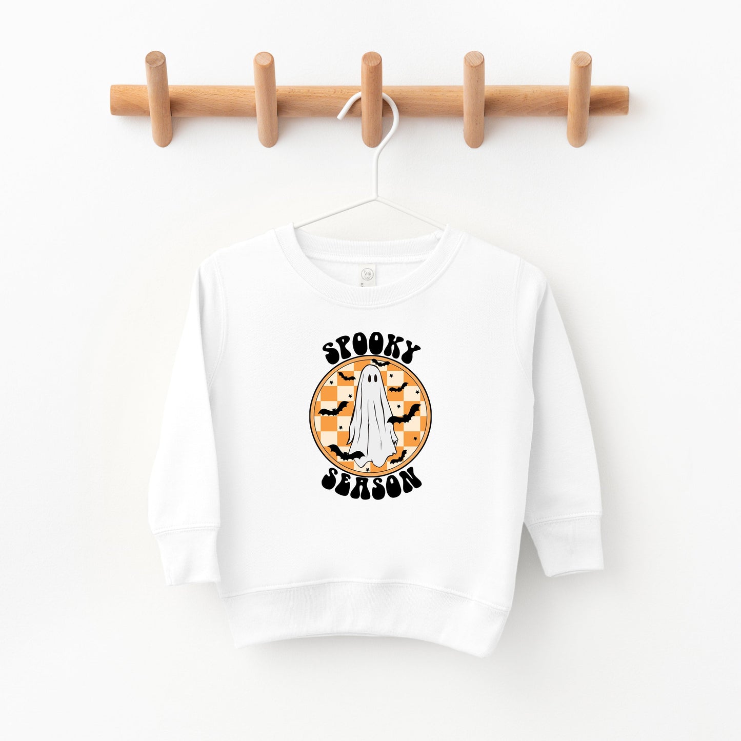 Spooky Season Checkered Ghost | Toddler Sweatshirt