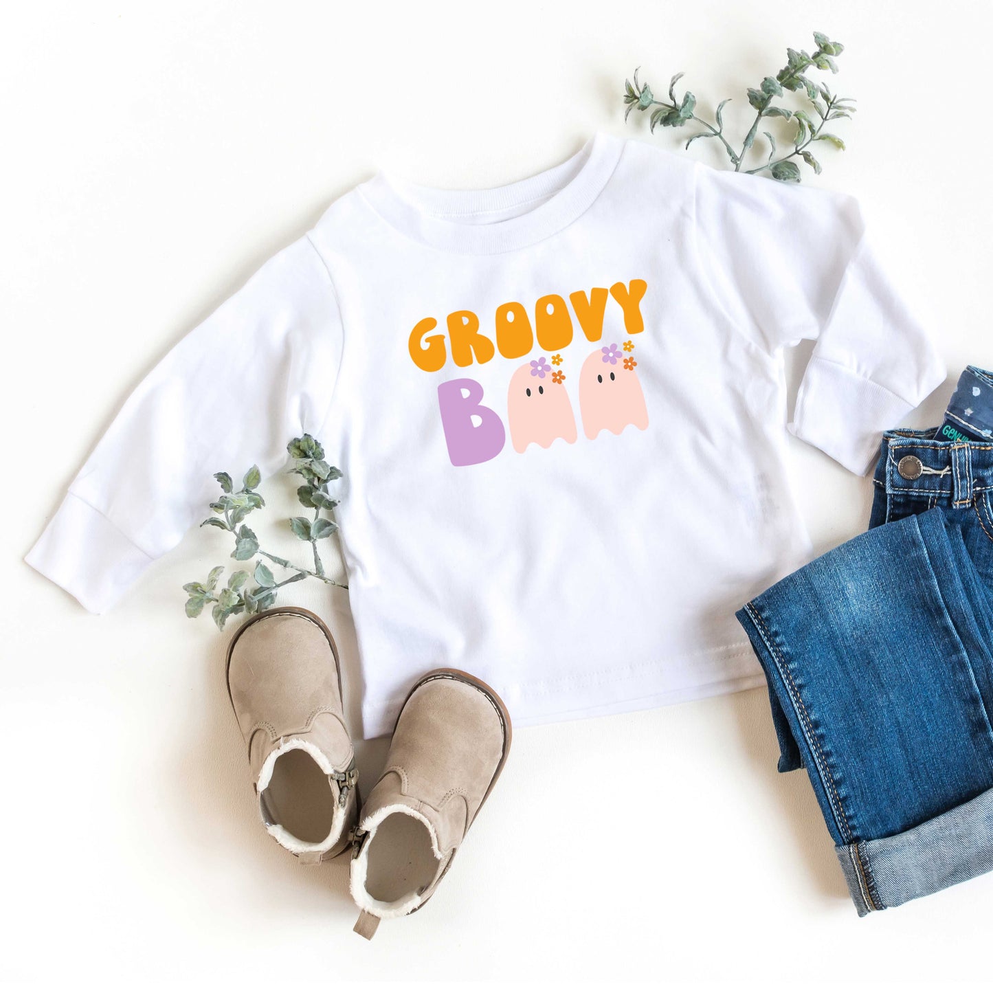 Groovy Boo Ghost | Youth Graphic Long Sleeve Tee