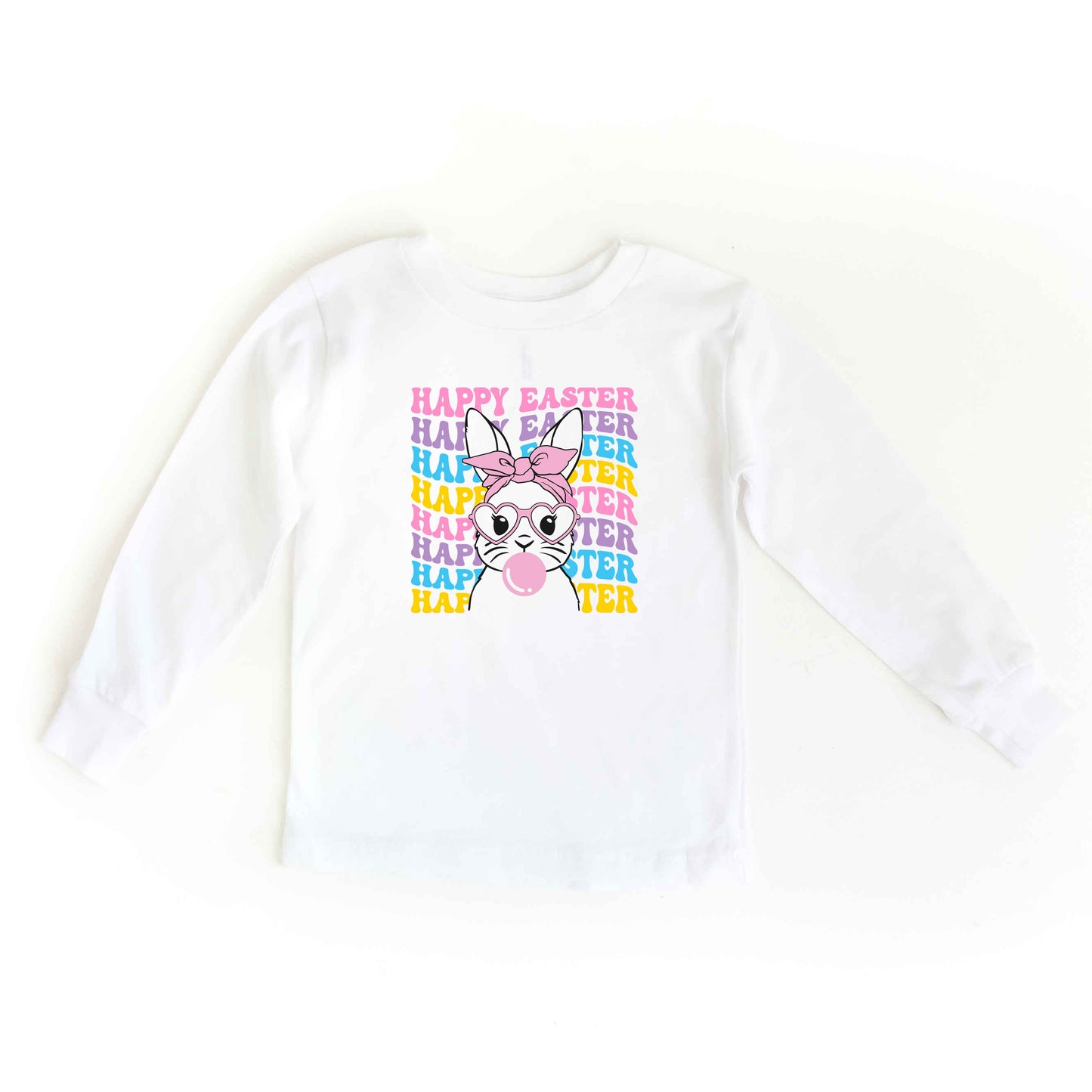 Bubble Gum Bunny Wavy | Toddler Long Sleeve Tee