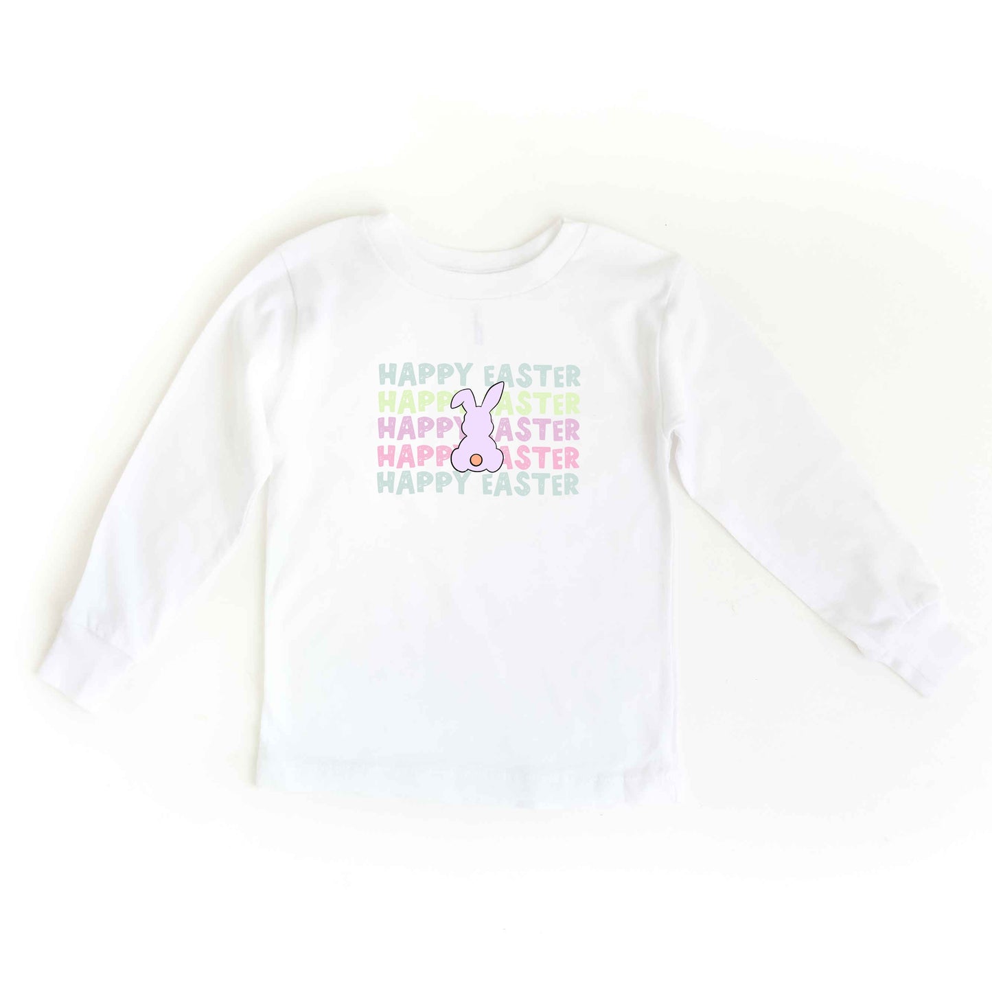 Pastel Happy Easter Stacked | Toddler Long Sleeve Tee