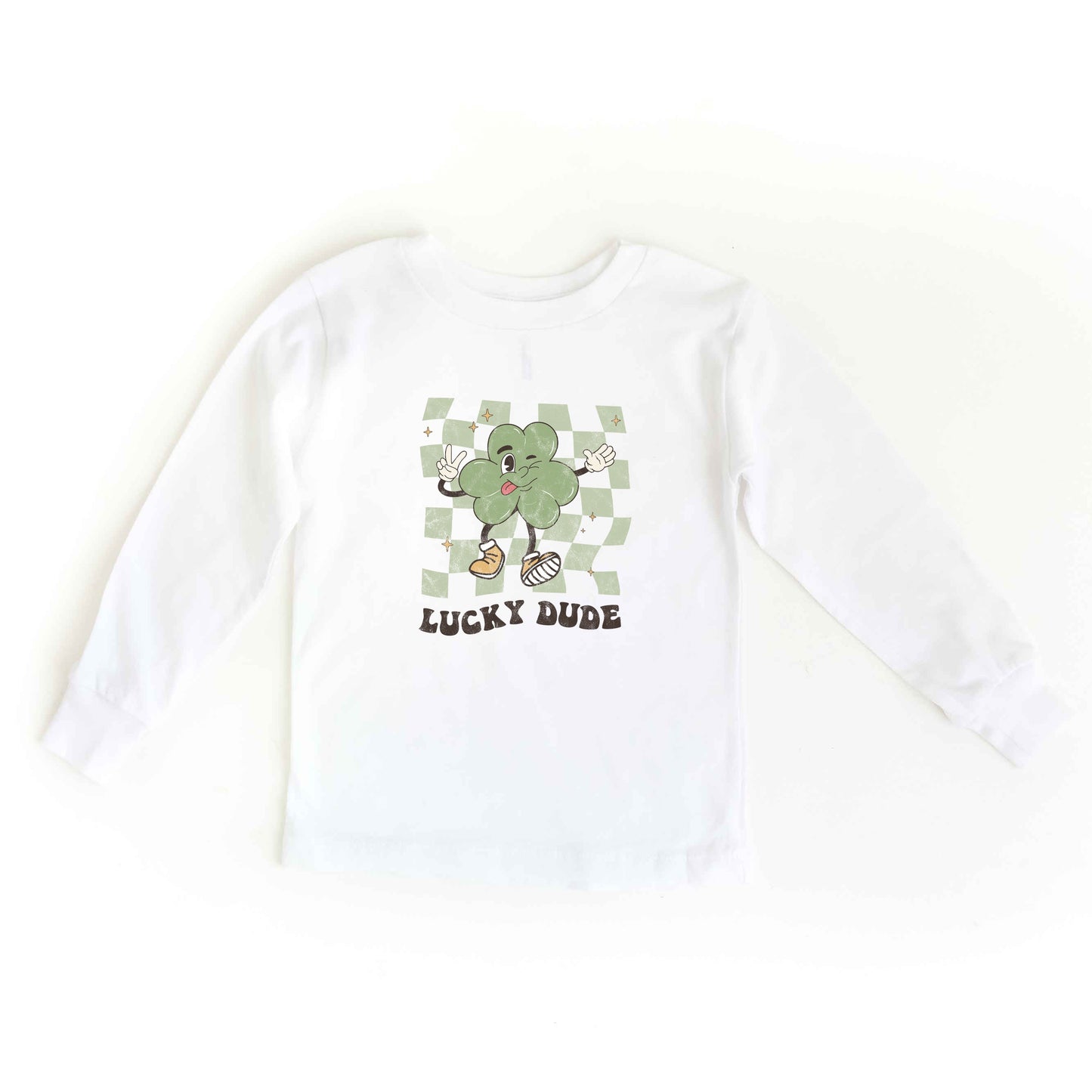 Lucky Dude Checkered | Toddler Long Sleeve Tee
