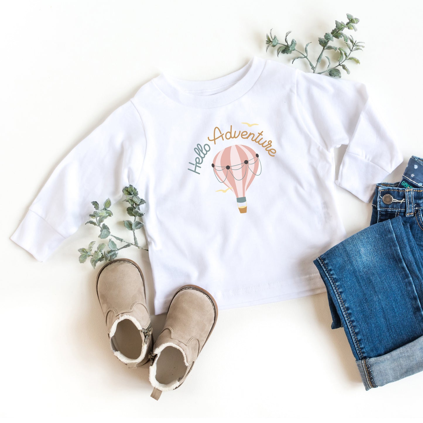 Hello Adventure Balloon | Toddler Long Sleeve Tee