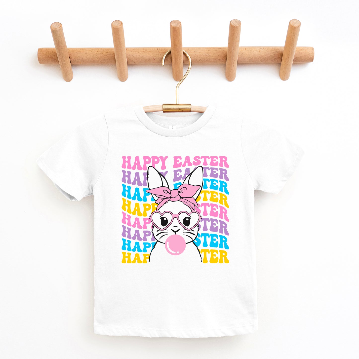 Bubble Gum Bunny Wavy | Youth Short Sleeve Crew Neck