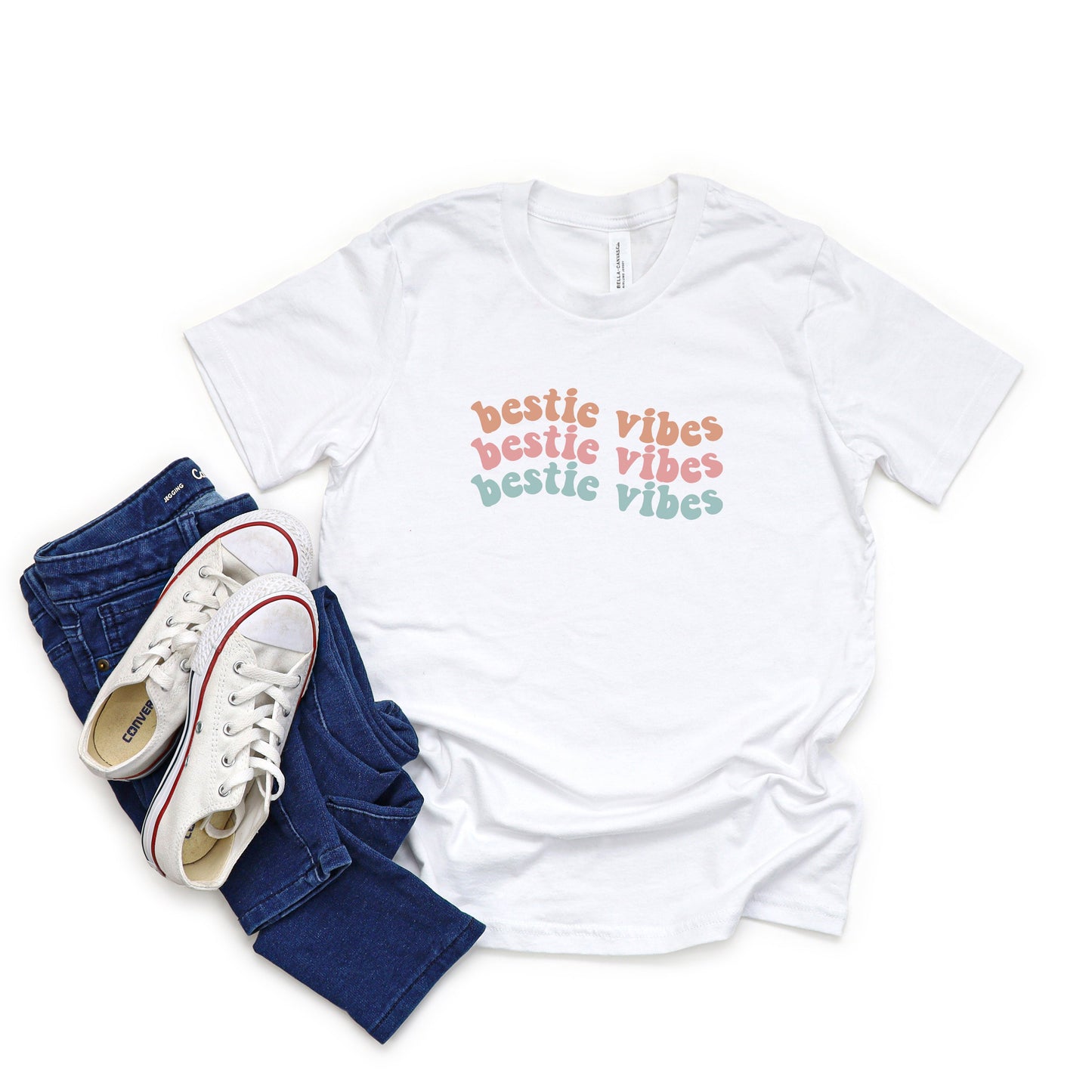 Bestie Vibes Wavy | Youth Short Sleeve Crew Neck