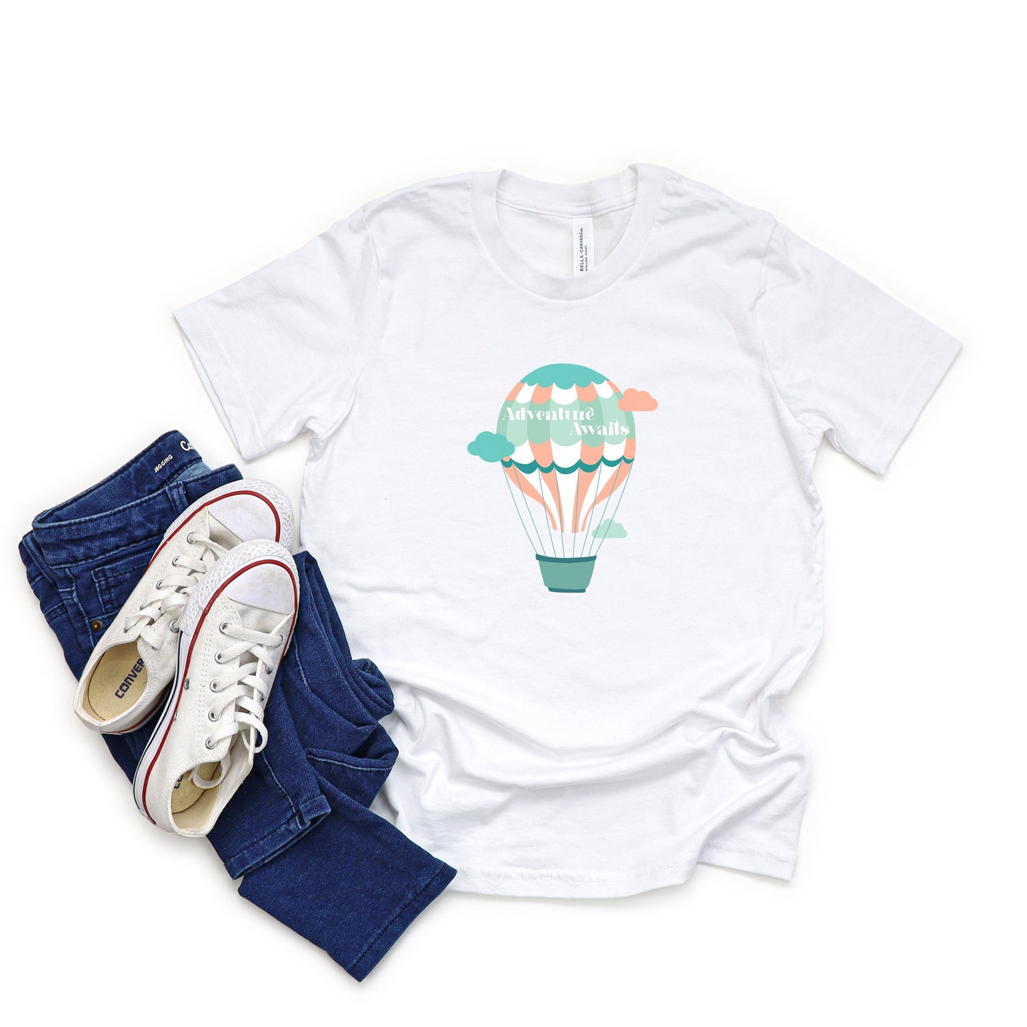 Adventure Awaits Clouds | Youth Short Sleeve Crew Neck