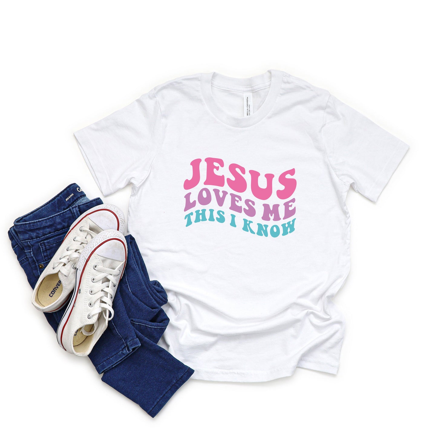 Jesus Loves Me This I Know Wavy | Youth Short Sleeve Crew Neck