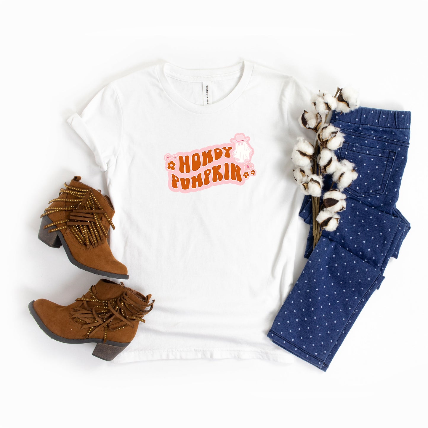 Howdy Pumpkin Ghost | Youth Short Sleeve Crew Neck