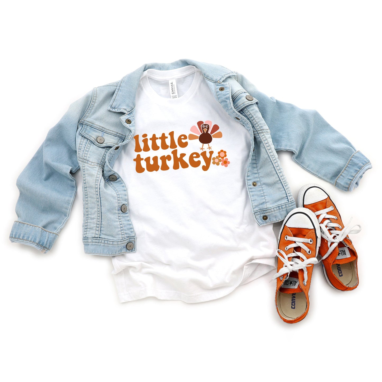 Little Turkey Flowers | Youth Short Sleeve Crew Neck