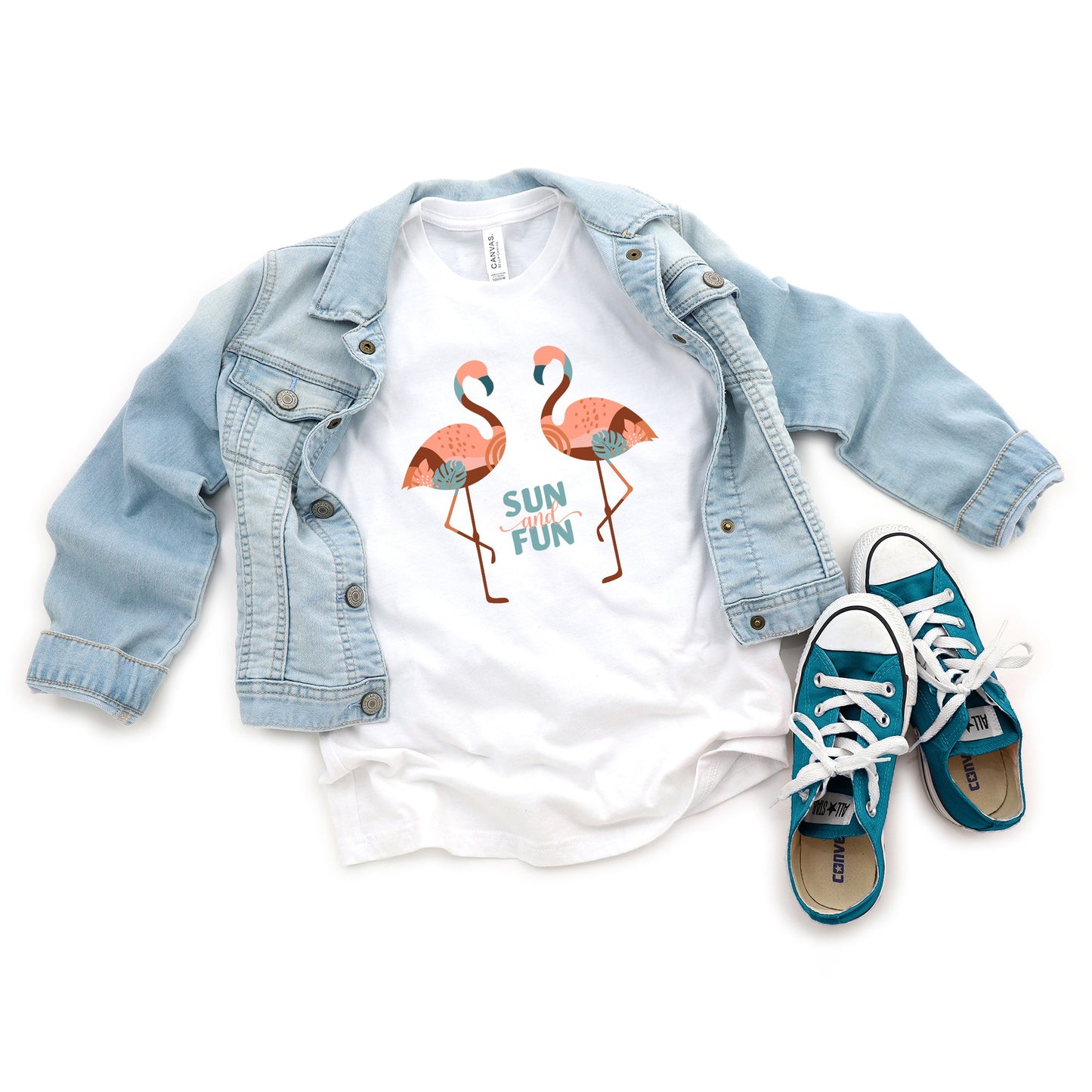 Boho Sun And Fun Flamingos | Youth Short Sleeve Crew Neck