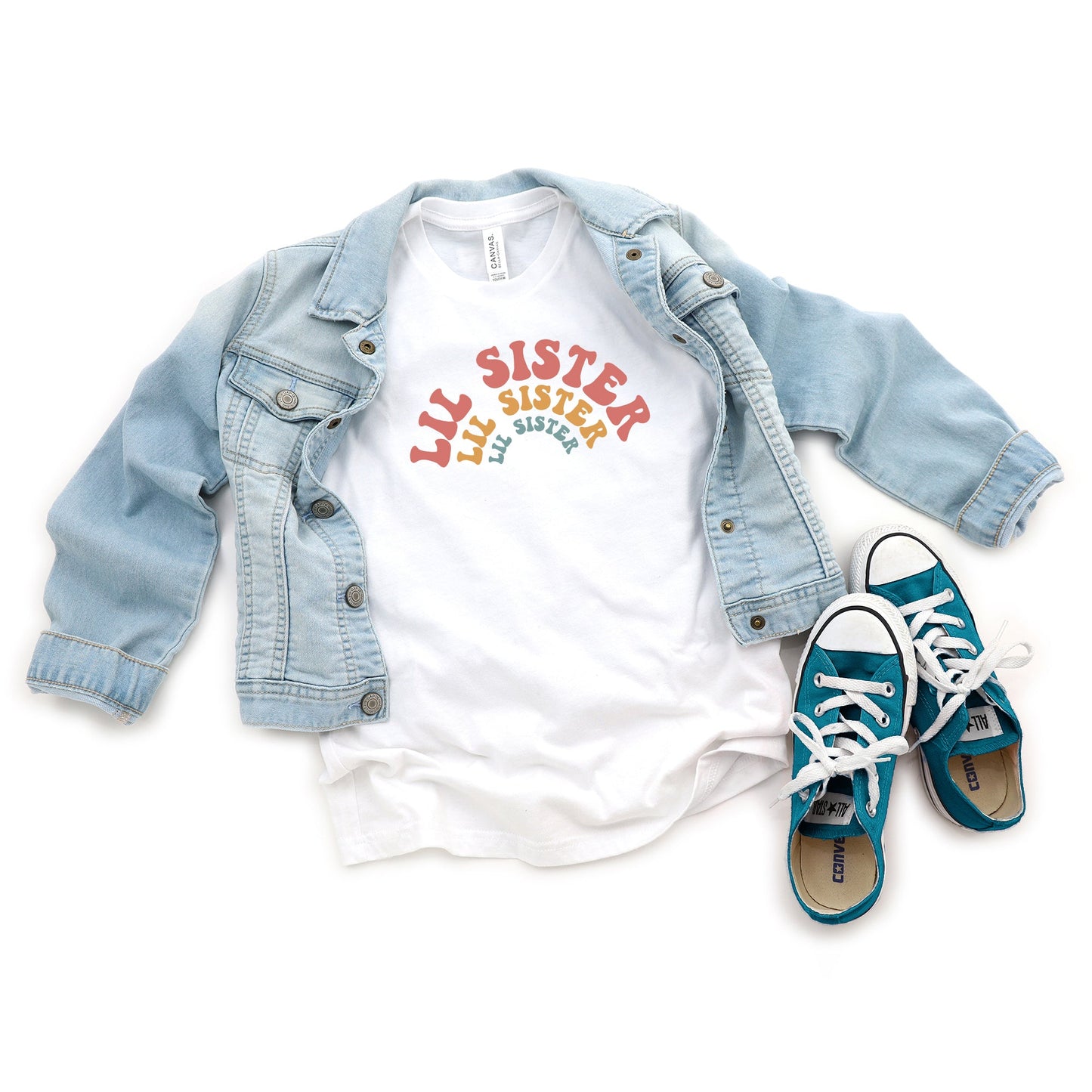 Lil Sister Stacked Curved | Youth Short Sleeve Crew Neck