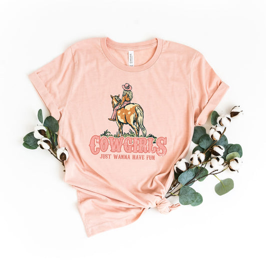 Retro Cowgirls Just Wanna Have Fun | Short Sleeve Graphic Tee
