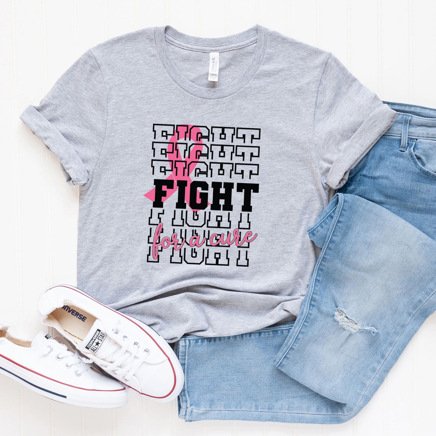 Fight Stacked Ribbon | Short Sleeve Graphic Tee