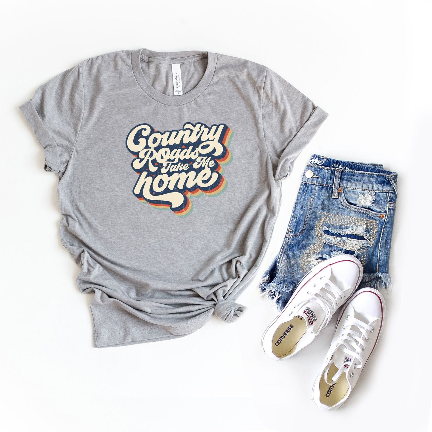 Country Roads Take Me Home Colorful | Short Sleeve Graphic Tee