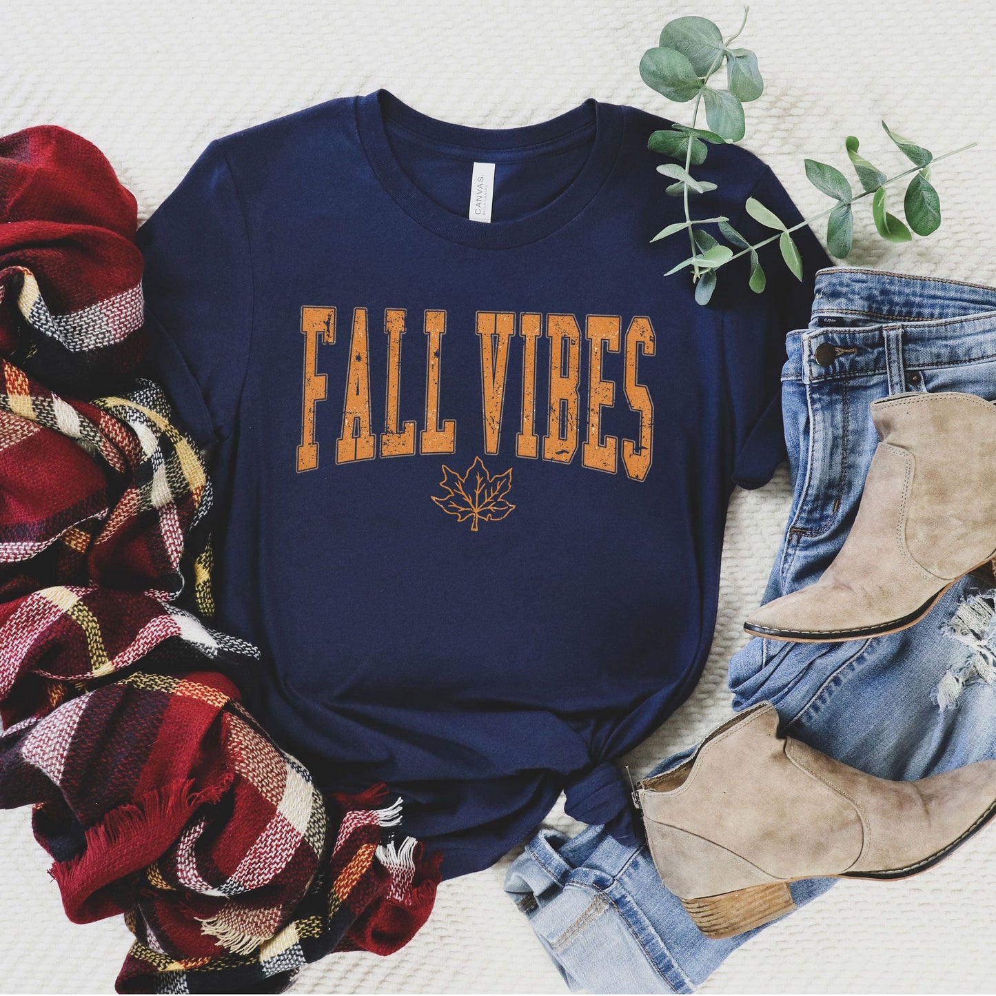 Fall Vibes Leaf | Short Sleeve Crew Neck