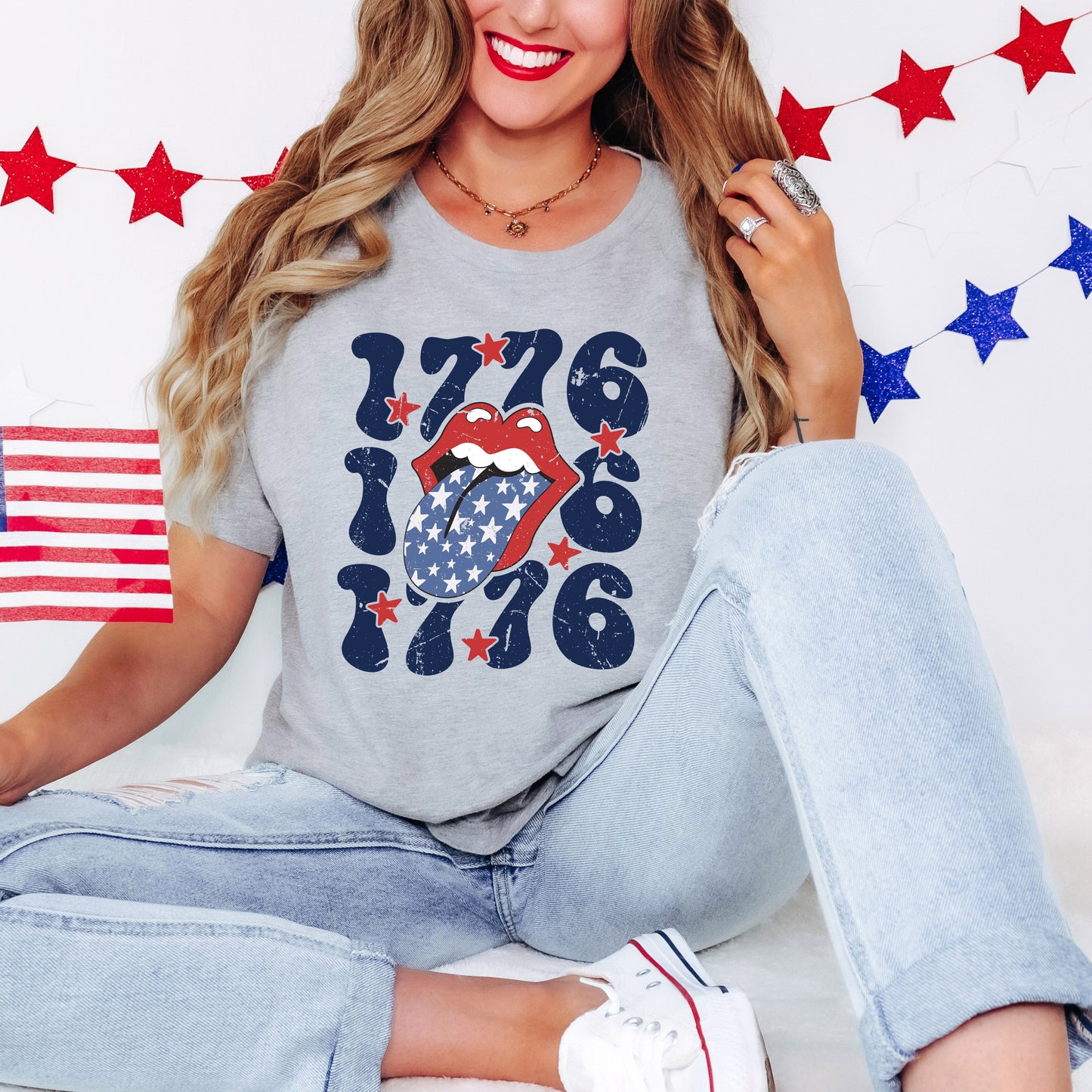 1776 Patriotic Lips | Short Sleeve Graphic Tee