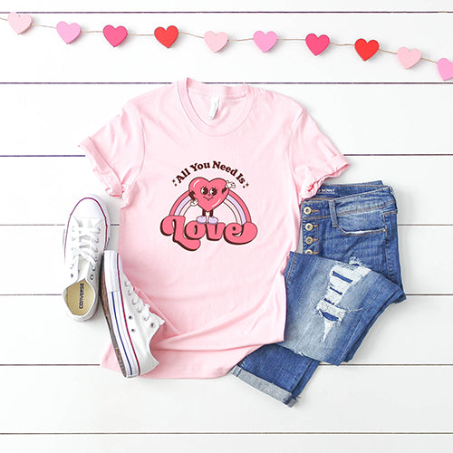 All You Need Is Love Heart Rainbow | Short Sleeve Graphic Tee
